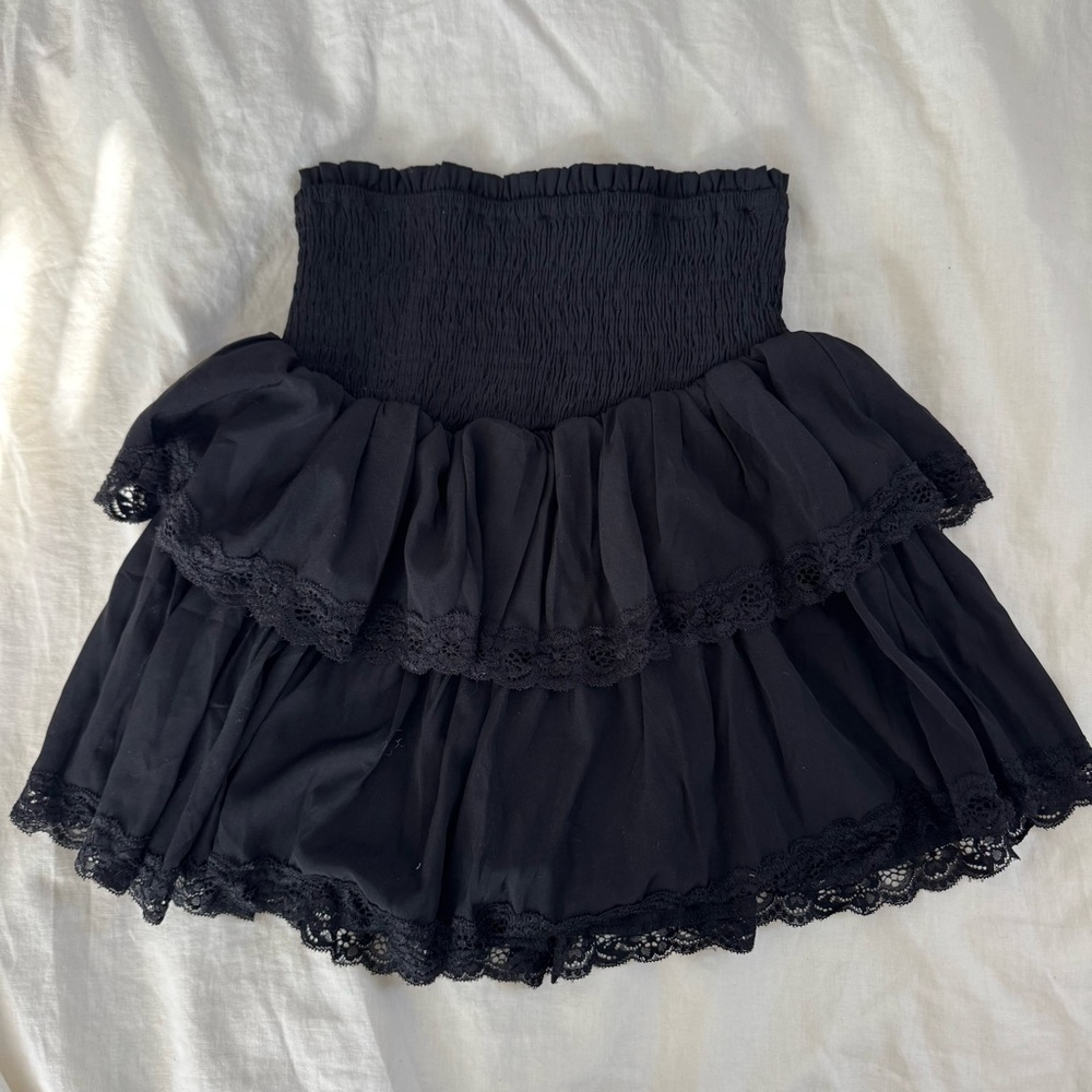 Women's Cute High Waist Ruffle Mini Skirt Ruffle Short Skirt black - size m